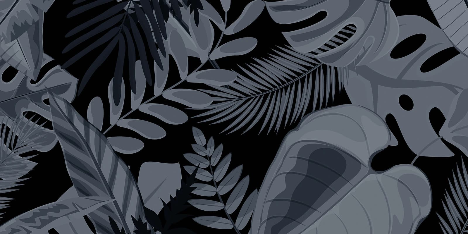 Monochrome Jungle Leaves