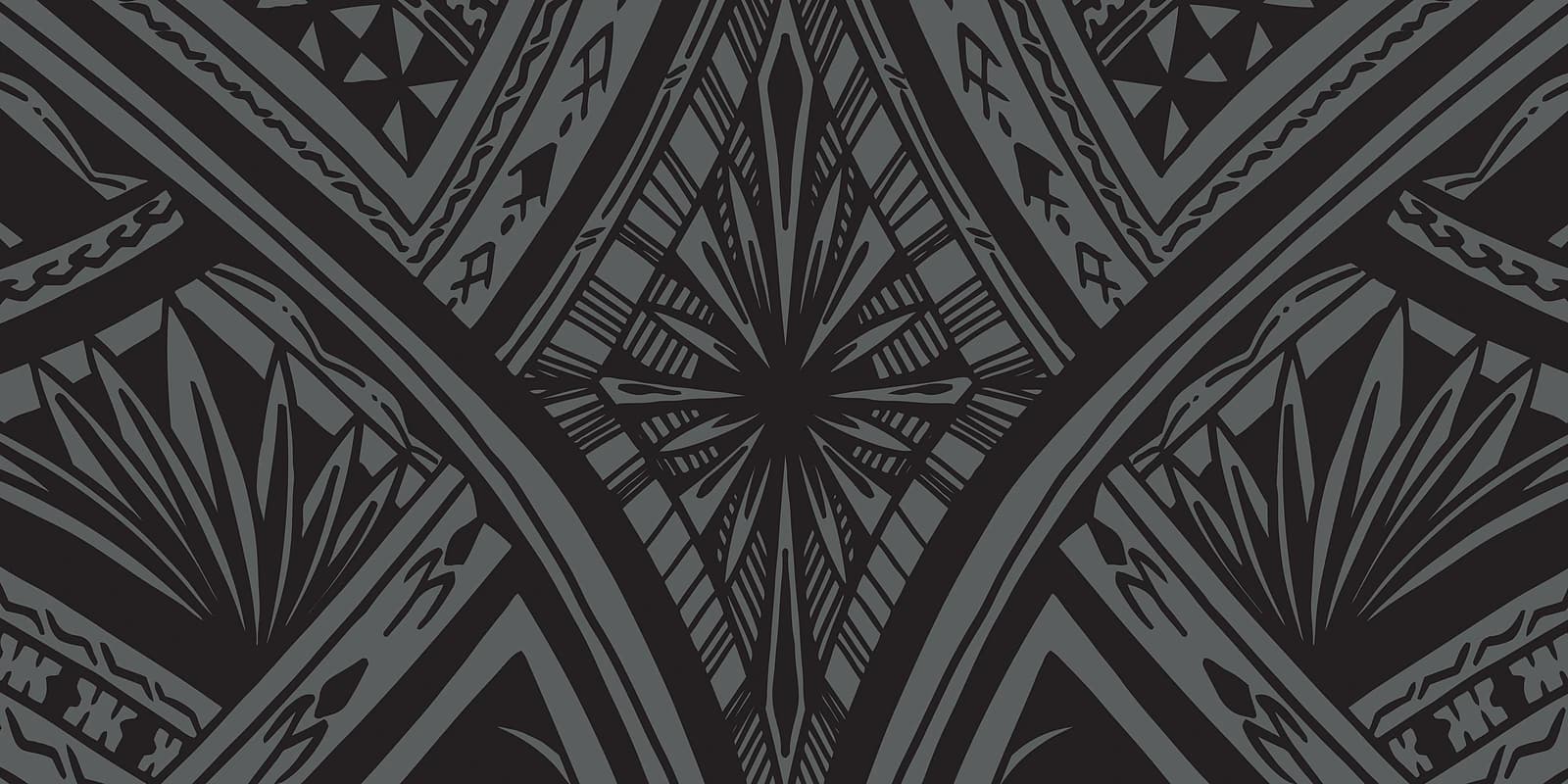 Polynesian Tribal Mirror Charcoal