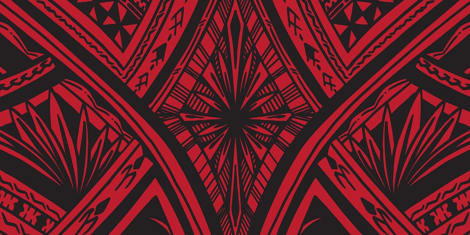 Polynesian Tribal Mirror Crimson