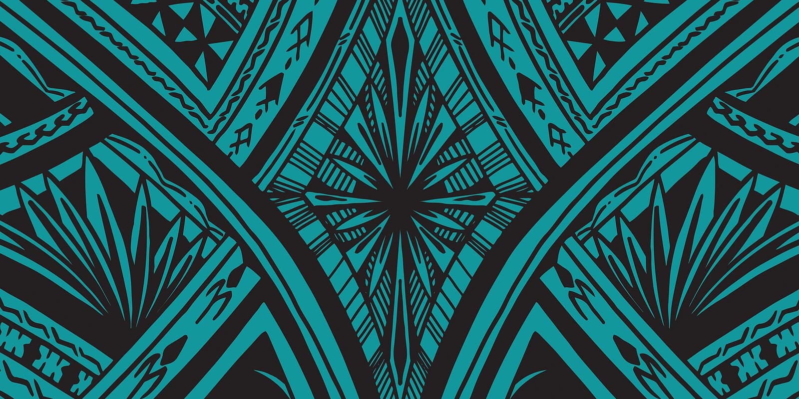 Polynesian Tribal Mirror Teal